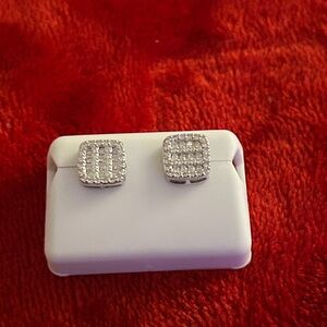 Luxury Moissanite Diamond Square cluster screwback Stud Earrings UNISEX